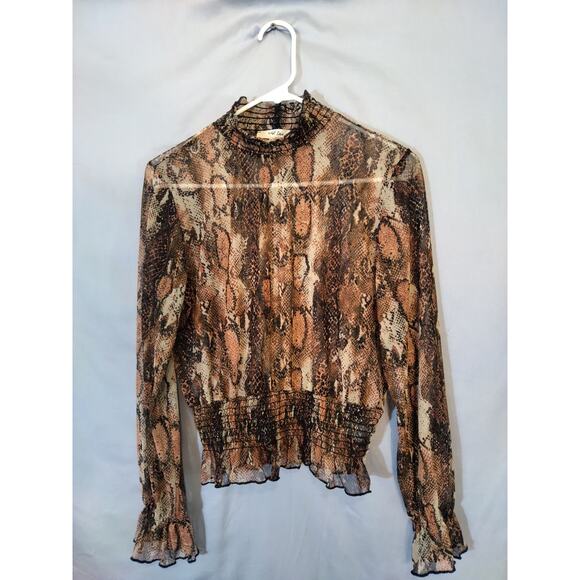 Wild Love Sheer Snakeskin Print Top - Picture 1 of 8